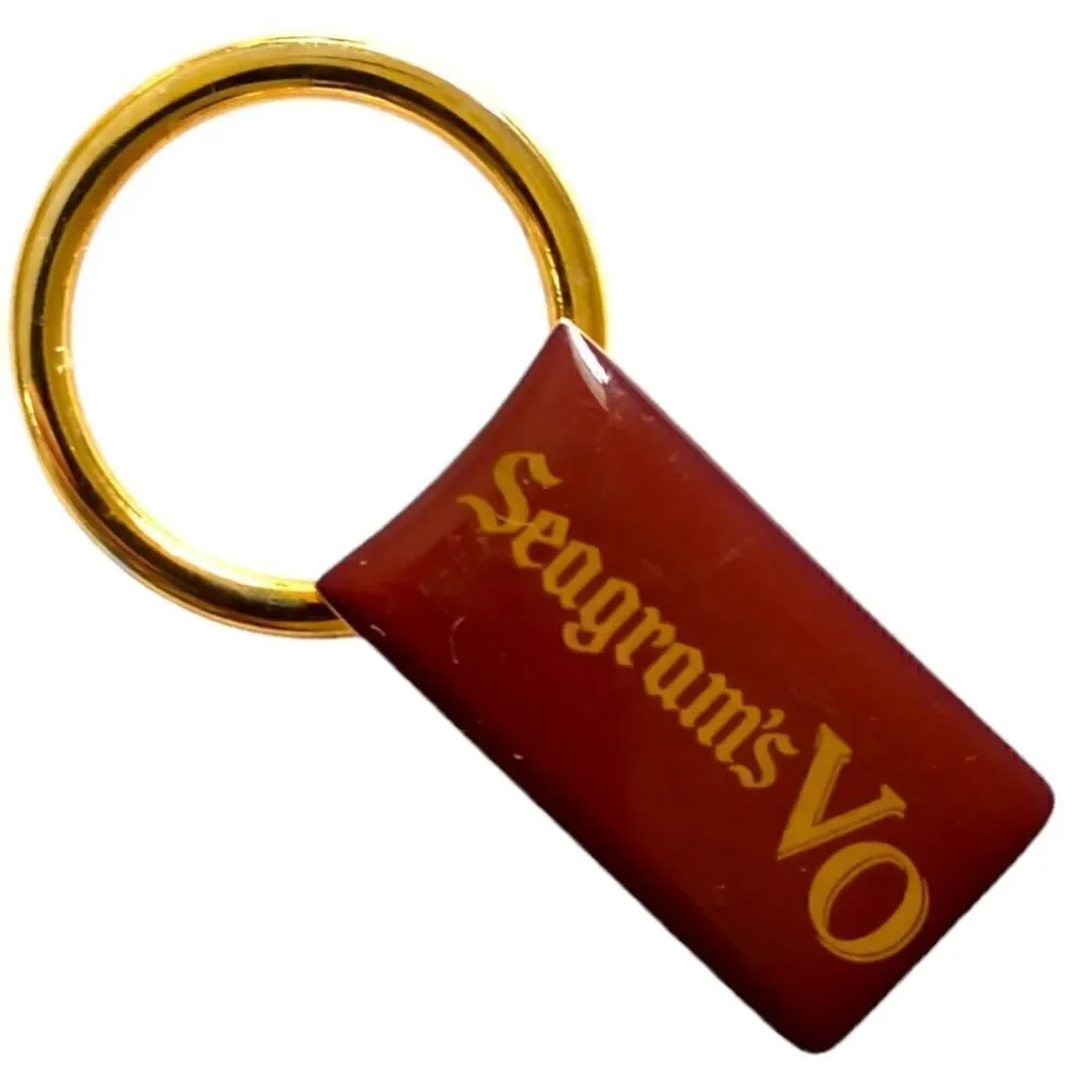 Seagrams Vo Gold Keychain Key Ring Key Fob Keeper Vtg‎ Enameled Gold Tone Promo.